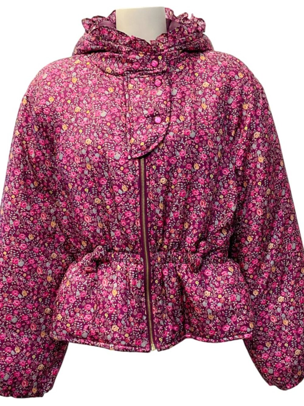 Love Shack Fancy Purple Floral Print Modena Puffer Jacket